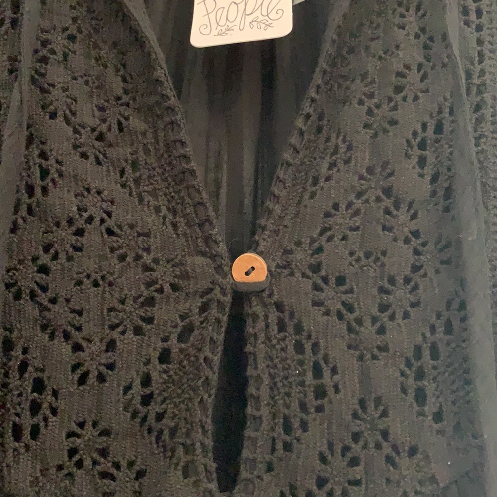 Free People NWT Dress Crocheted front Black XS - Picture 10 of 12